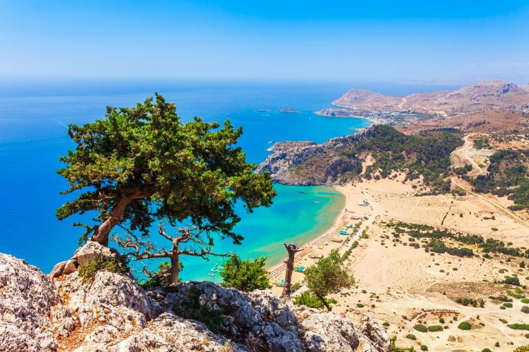 Sea,Skyview,Landscape,Photo,Tsambika,Bay,On,Rhodes,Island,,Dodecanese,